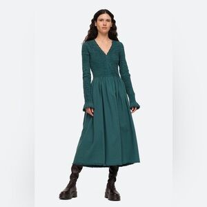 NWT Sea Casey Hand Smocked Long Sleeve Zip Front Dress